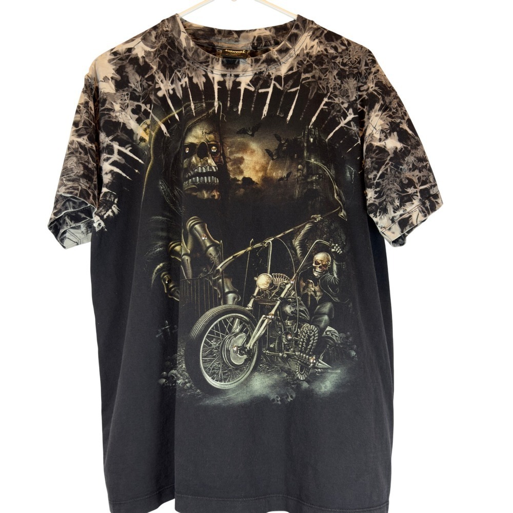 Vintage Survivors Grim Reaper T-Shirt Rare Studded Skull Biker Graphics Men's L